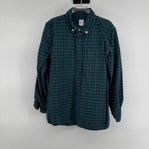 GAP Kids Plaid Button Down Shirt Green Navy‎ Gingham Long Sleeve Size 8